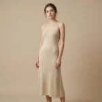 Women’s Champagne Gold Metallic Knit Camisole Midi Dress (1)