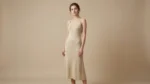 Women’s Champagne Gold Metallic Knit Camisole Midi Dress (1)