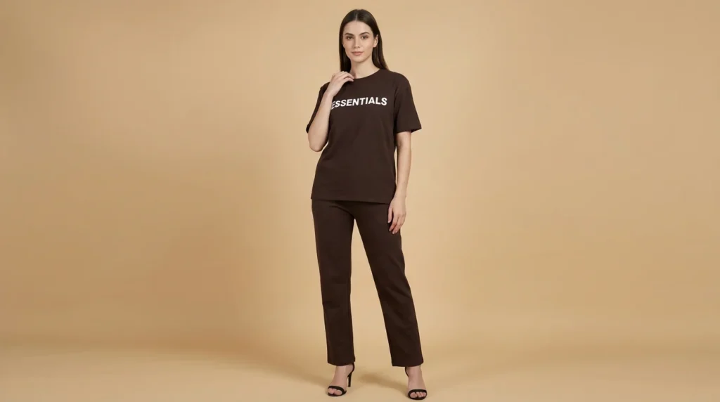 Women’s Chocolate Brown Essentials Relaxed Fit Co ord Set (1)