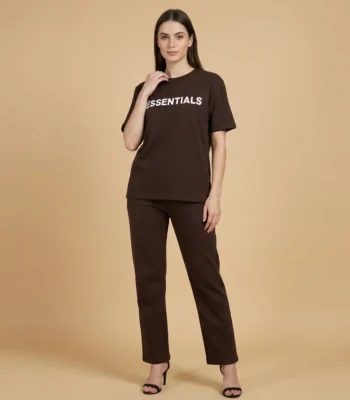 Women’s Chocolate Brown Essentials Relaxed Fit Co ord Set (1)