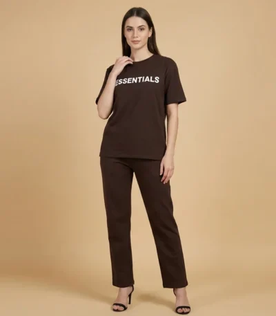 Women’s Chocolate Brown Essentials Relaxed Fit Co ord Set (1)