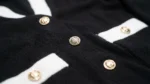 Women’s Contrast Collar Black Knit Cardigan with Gold Buttons (3)