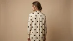 Women's Cream & Black Polka Dot Button Down Satin Shirt (2)