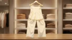 Women's Cream Pleated Cotton Co ord Set Peplum Top & Wide Leg Trousers (3)