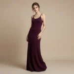 Women's Deep Plum Ribbed Knit Maxi Camisole Dress (1)