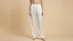 Women’s Ivory Satin Co ord Shirt and Wide Leg Trouser Set (2)
