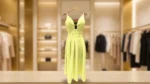 Women’s Lime Yellow Cut Out Textured Fit and Flare Dress (4)