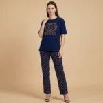 Women’s Luxury Monogram Knit Co ord Set in Royal Blue (1)