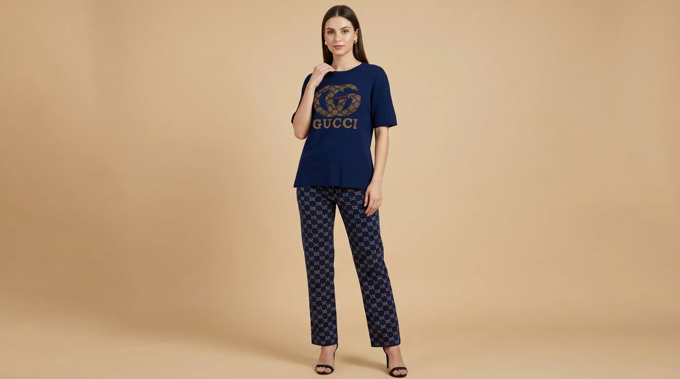 Women’s Luxury Monogram Knit Co ord Set in Royal Blue (1) Women’s Luxury Monogram Knit Co ord Set in Royal Blue (1)