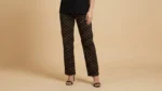 Women's Luxury Monogram Print Co ord Set in Black and Gold (10)