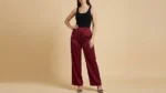 Women’s Maroon Satin Sleeveless Cord Set with Belt Premium Co ord Suit (3)