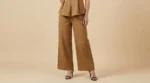 Women's Ochre Brown Pleated Camisole Top and Wide Leg Trouser Co ord Set (4)