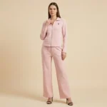 Women’s Pastel Pink Full Zip Tracksuit – Premium Lounge Co ord Set (1)