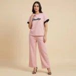 Women's Pink Brooklyn Graphic Print Coord Set Relaxed Fit Lounge Wear (5)