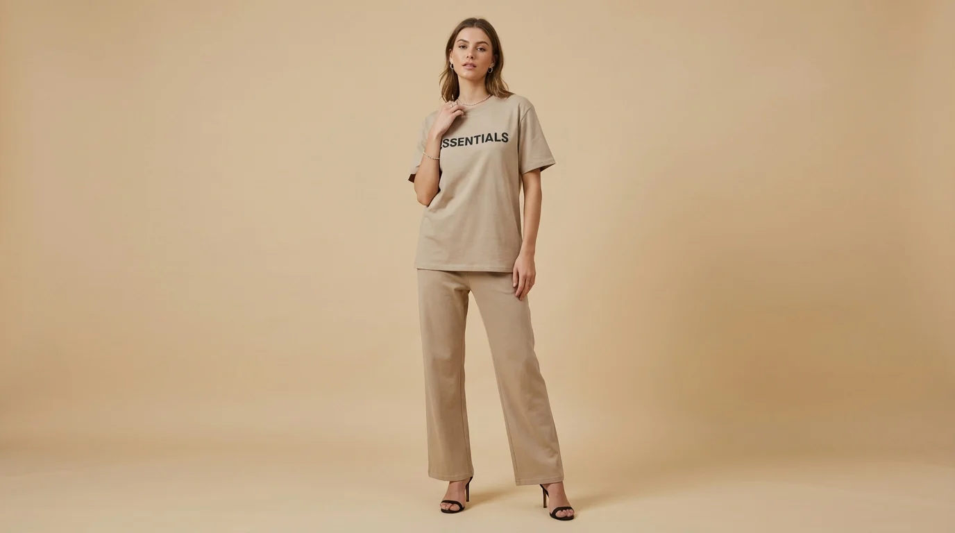 Women’s Premium Beige Oversized Essentials T Shirt & Trousers Cord Set (4) Women’s Premium Beige Oversized Essentials T Shirt & Trousers Cord Set (4)