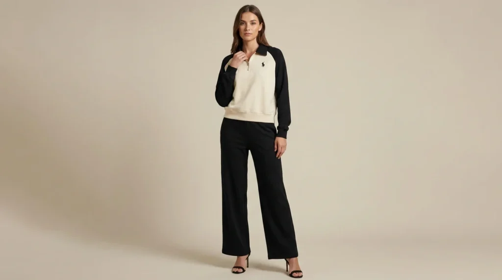 Women's Premium Dual Tone Ribbed Cord Set Quarter Zip Sweatshirt & Trousers (1)