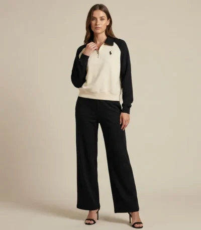 Women's Premium Dual Tone Ribbed Cord Set Quarter Zip Sweatshirt & Trousers (1)