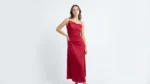 Women's Red Satin Slip Dress and Oversized Shirt Co ord Se (1)