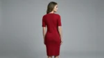 Women’s Ruby Red Embellished Neckline Knit Sheath Dress (3)