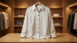 Women’s White & Black Polka Dot Button Down Formal Shirt (2)