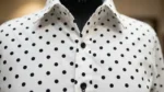 Women’s White & Black Polka Dot Button Down Formal Shirt (4)