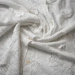 Women's White Sheer Shirt with 3D Floral Appliques and Eyelet Embroidery (3)