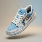 Air Jordan 1 Low Custom Design Sky Blue Paisley and Plaid Pattern Men’s Sneakers (3)