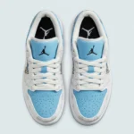 Air Jordan 1 Low Custom Design Sky Blue Paisley and Plaid Pattern Men’s Sneakers (4)