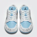 Air Jordan 1 Low Custom Design Sky Blue Paisley and Plaid Pattern Men’s Sneakers (5)