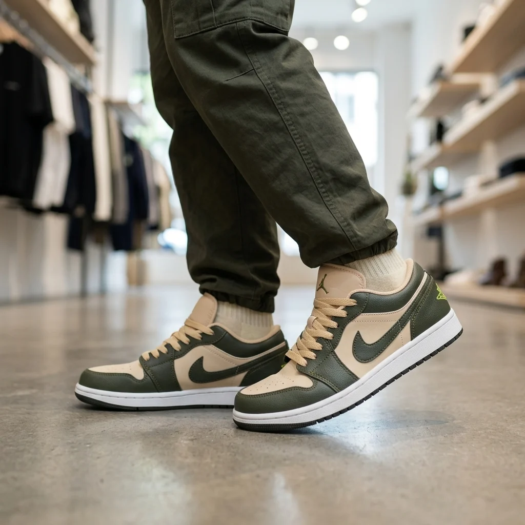 Air Jordan 1 Low Olive and Tan Leather Sneakers for Men (1) Air Jordan 1 Low Olive and Tan Leather Sneakers for Men (1)