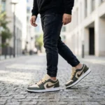 Air Jordan 1 Low Olive and Tan Leather Sneakers for Men (2)