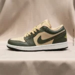 Air Jordan 1 Low Olive and Tan Leather Sneakers for Men (3)