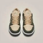 Air Jordan 1 Low Olive and Tan Leather Sneakers for Men (5)