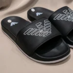Armani Exchange Black and White Men's Luxury Slides with Eagle Logo (2)