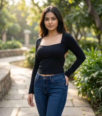 Black Long Sleeve Square Neck Backless Crop Top (2)