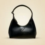 Black Minimalist Leather Crescent Shoulder Bag for Women (3)