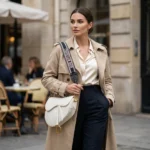 Christian Dior White Grained Calfskin Saddle Bag with Gold Hardware and Logo Strap (9)