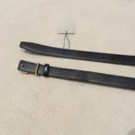 Classic Black Leather Women’s Belt with Gold H Buckle (2)