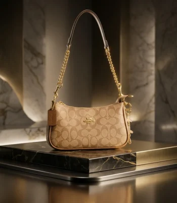 Coach Signature Canvas Demi Bag with Gold Tone Chain Strap (4)