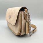 Coach Signature Canvas Mini Crossbody Bag in Light Khaki and Beechwood (3)