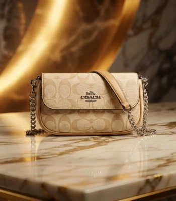 Coach Signature Canvas Mini Crossbody Bag in Light Khaki and Beechwood (6)