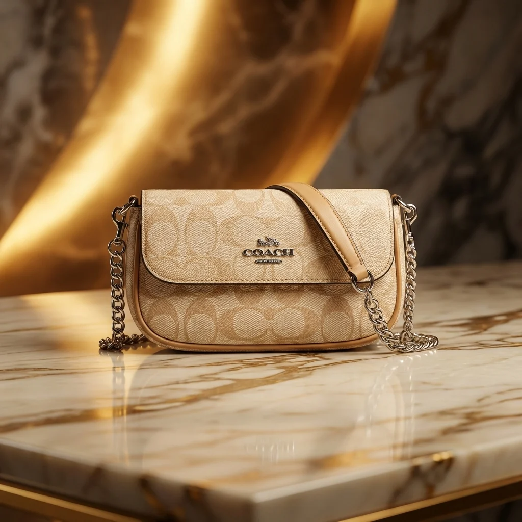 Coach Signature Canvas Mini Crossbody Bag in Light Khaki and Beechwood (6)