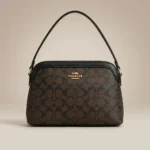 Coach Signature Monogram Women's Shoulder Bag with Gold Hardware (1)