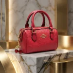 Coach Signature Red Leather Micro Rowan Satchel with Cherry Charm (3)