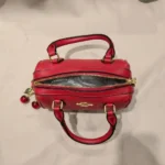 Coach Signature Red Leather Micro Rowan Satchel with Cherry Charm (6)