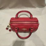 Coach Signature Red Leather Micro Rowan Satchel with Cherry Charm (7)