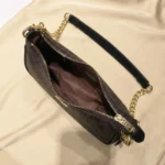Coach Signature monogram dark brown mini shoulder bag with gold tone chain strap and heart charms (4)