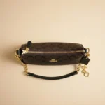 Coach Signature monogram dark brown mini shoulder bag with gold tone chain strap and heart charms (5)