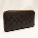 Coach Women's Signature Accordion Zip Wallet in dark brown logo print (1)