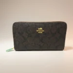 Coach Women's Signature Accordion Zip Wallet in dark brown logo print (5)